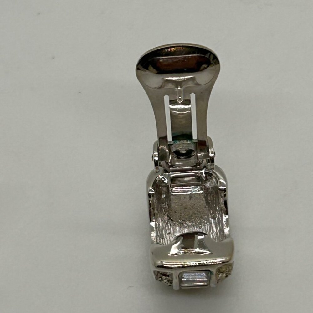 Christian Dior Vintage Clip-On Earrings With Rhinestones & Silver-Tone Metal - Picture 5 of 16